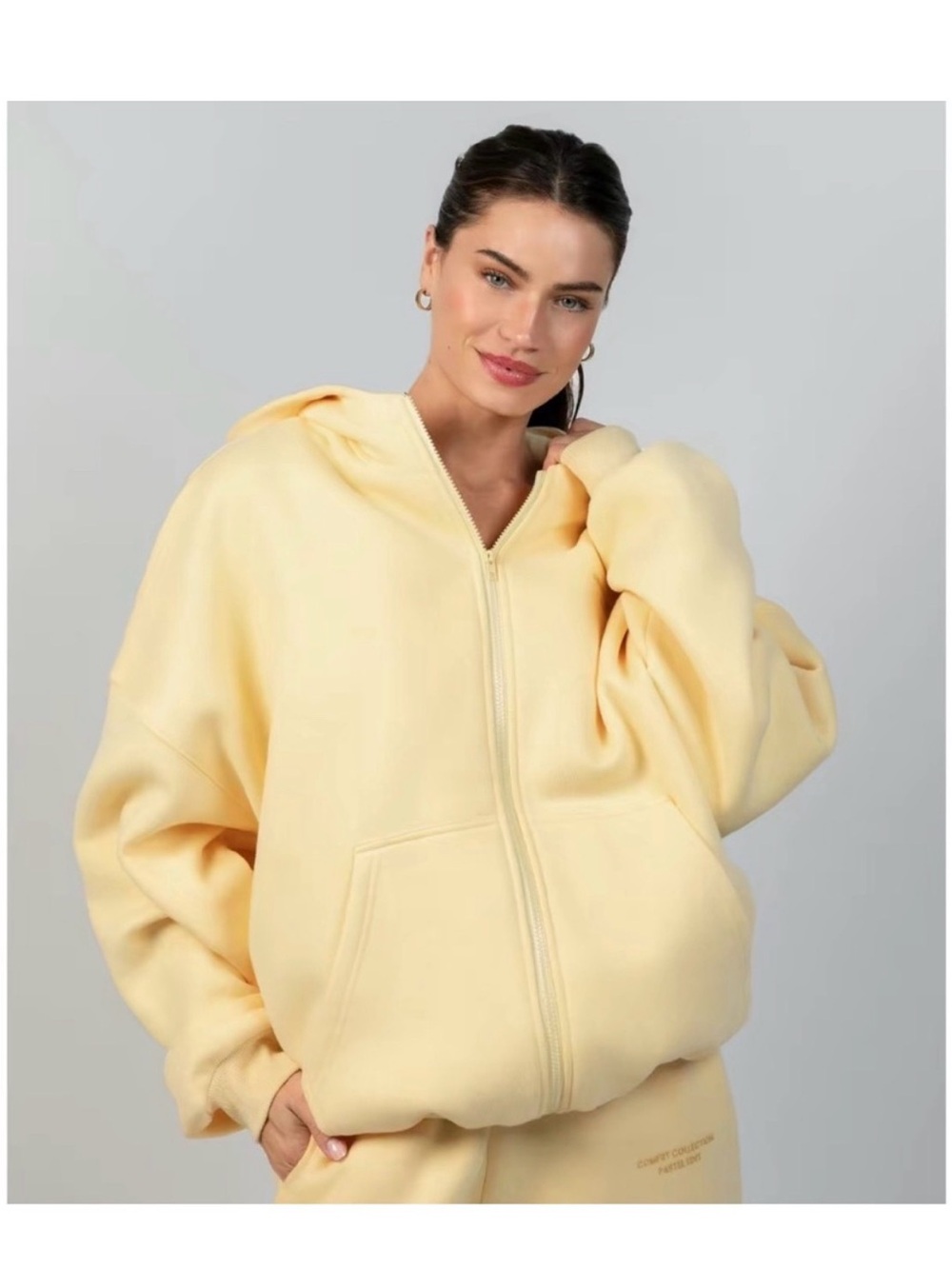 NWT Comfrt Yellow Oversized Zip Up Hoodie